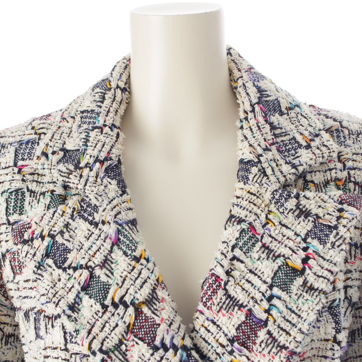 Chanel Trim Tweed Cotton Tailored Jacket White Multi Color 36 — view 5