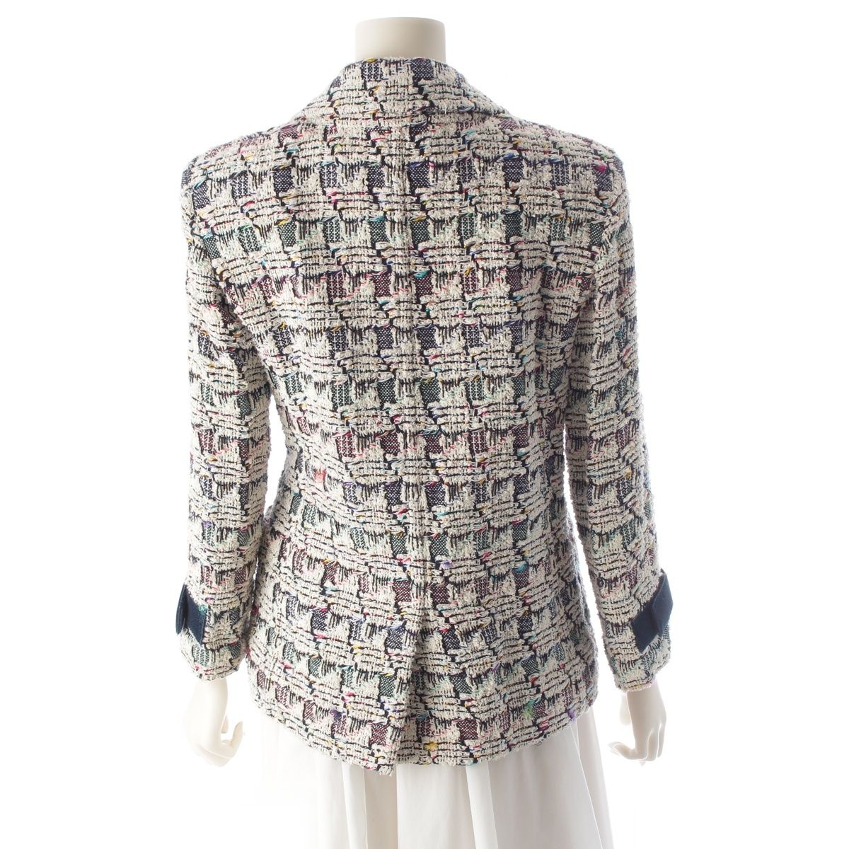 Chanel Trim Tweed Cotton Tailored Jacket White Multi Color 36 — view 4
