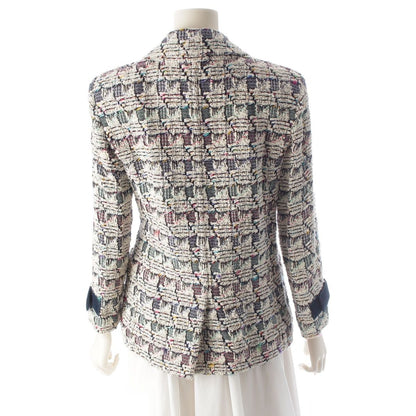 Chanel Trim Tweed Cotton Tailored Jacket White Multi Color 36 — view 4
