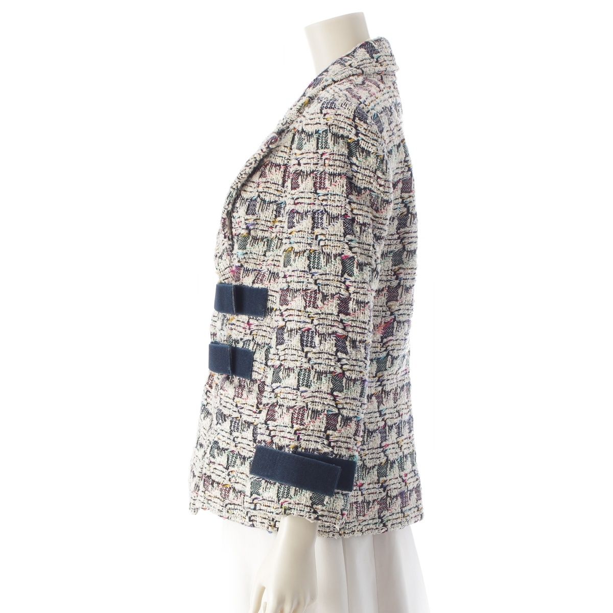 Chanel Trim Tweed Cotton Tailored Jacket White Multi Color 36 — view 3