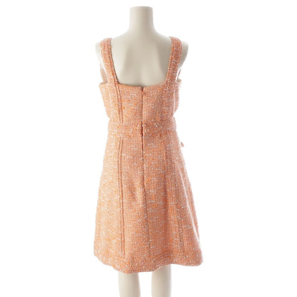 Chanel CC Logo Button Tweed Sleeveless Dress Orange 36 — view 4