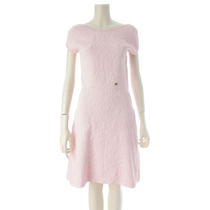 Chanel CC Logo Flower Jacquard Knit Dress Pink 36