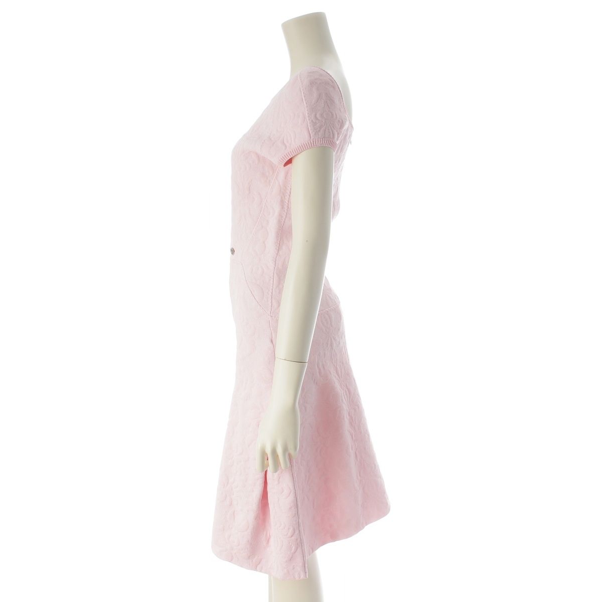 Chanel CC Logo Flower Jacquard Knit Dress Pink 36 — view 3