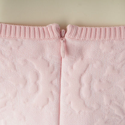 Chanel CC Logo Flower Jacquard Knit Dress Pink 36 — view 8