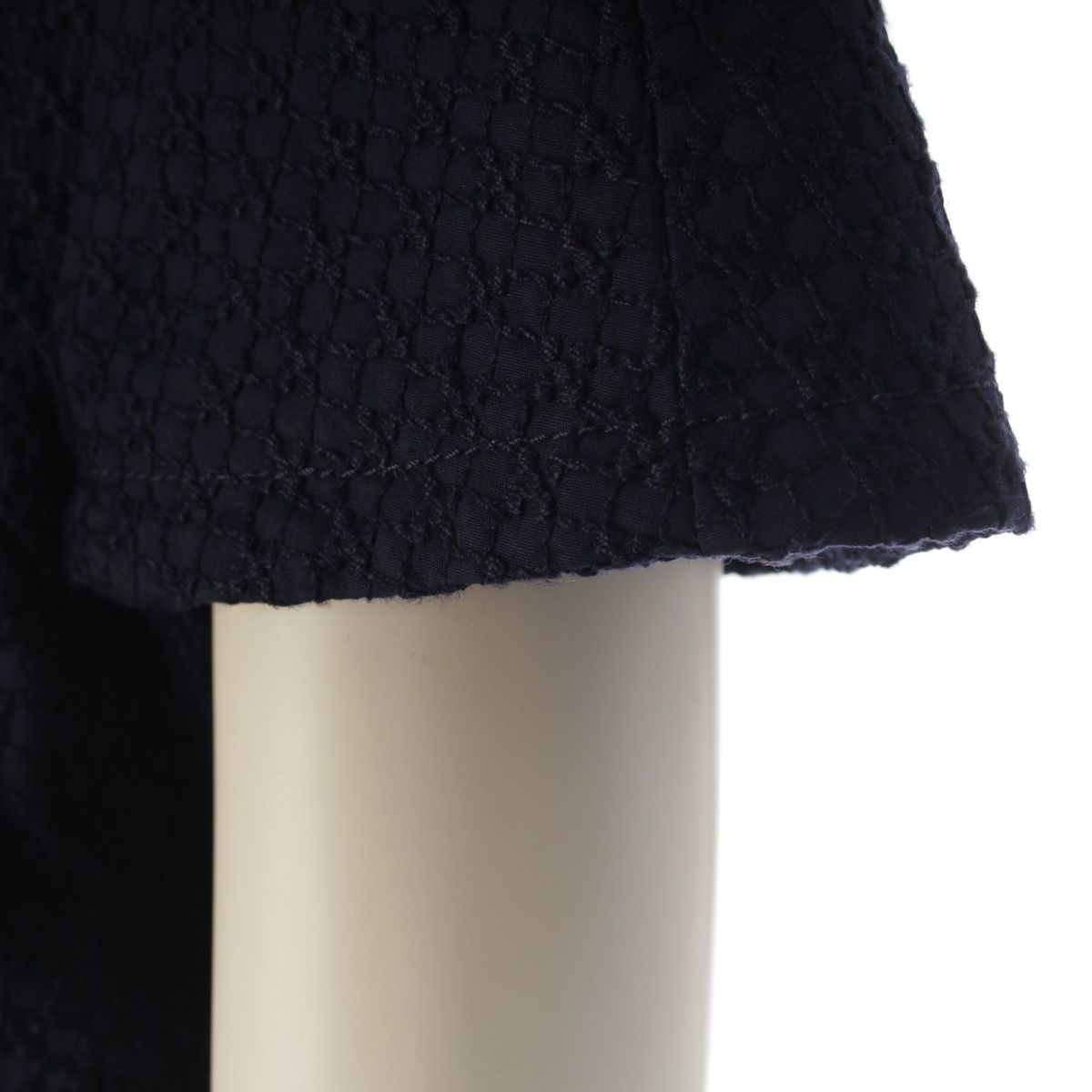 Chanel Rayon Cotton Silk CC Logo Button French Sleeve Dress Top Navy 36 — view 6