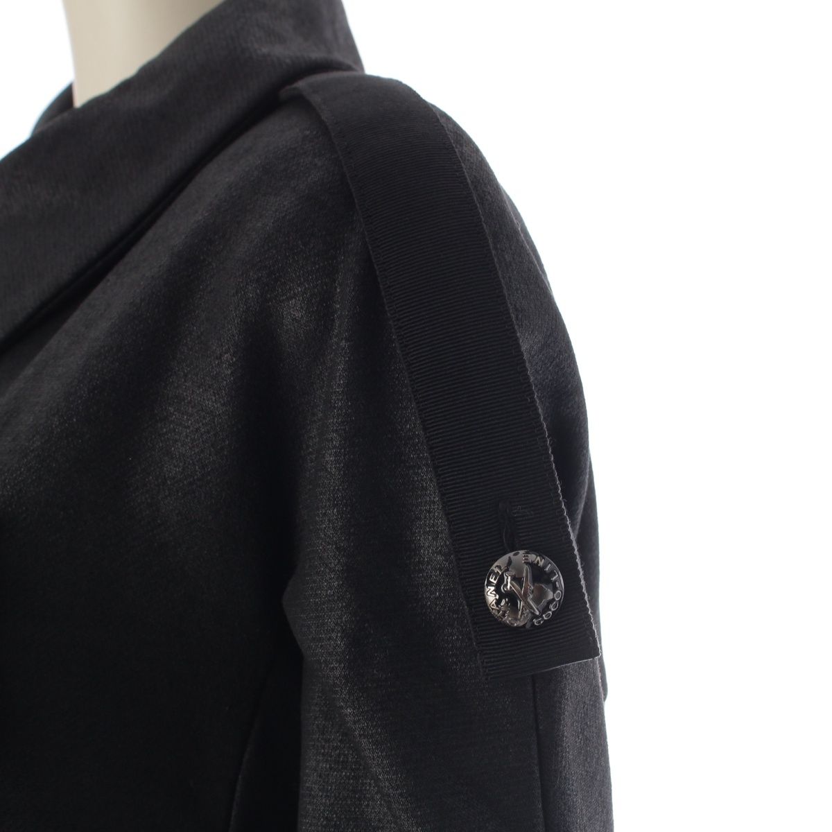 Chanel Coco Line Cotton Cashmere Cropped Tailored Jacket Top Black 38 — view 7