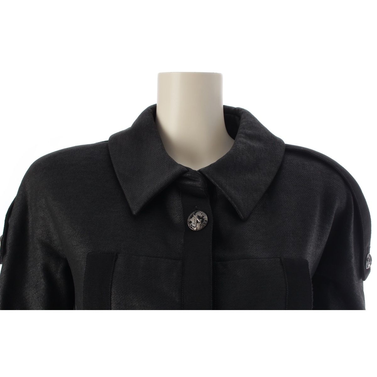Chanel Coco Line Cotton Cashmere Cropped Tailored Jacket Top Black 38 — view 5
