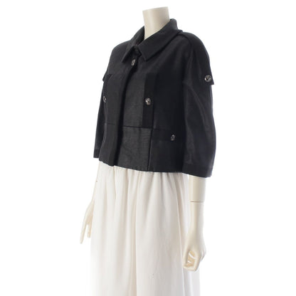 Chanel Coco Line Cotton Cashmere Cropped Tailored Jacket Top Black 38 — view 2