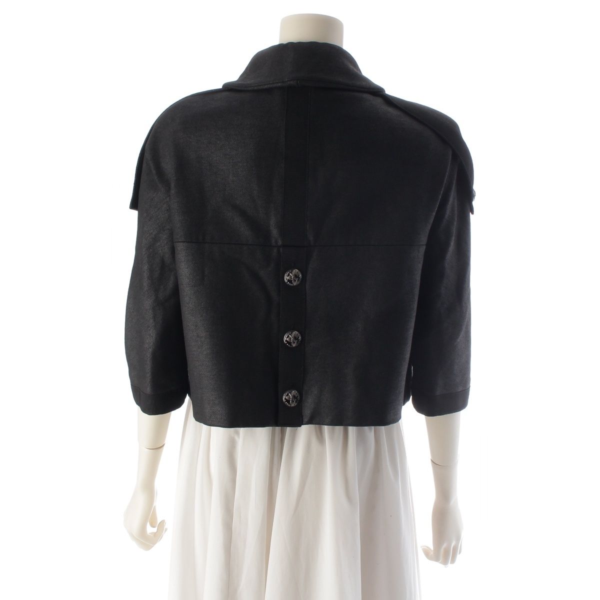 Chanel Coco Line Cotton Cashmere Cropped Tailored Jacket Top Black 38 — view 4
