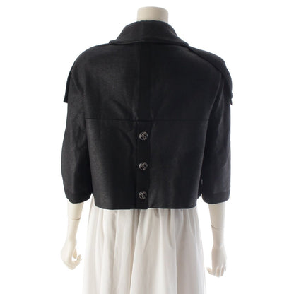 Chanel Coco Line Cotton Cashmere Cropped Tailored Jacket Top Black 38 — view 4