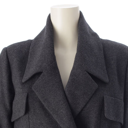 Chanel Wool Silk CC Logo Button Coat Double Long Gray 42 — view 5