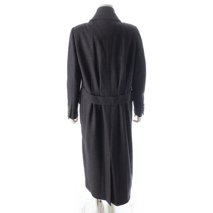 Chanel Wool Silk CC Logo Button Coat Double Long Gray 42 — view 4