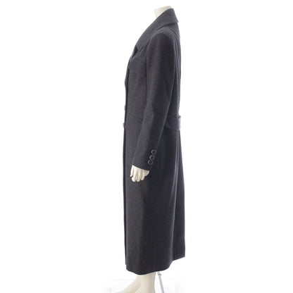 Chanel Wool Silk CC Logo Button Coat Double Long Gray 42 — view 3