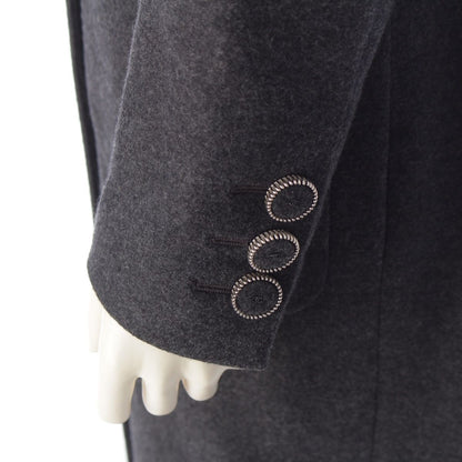 Chanel Wool Silk CC Logo Button Coat Double Long Gray 42 — view 7