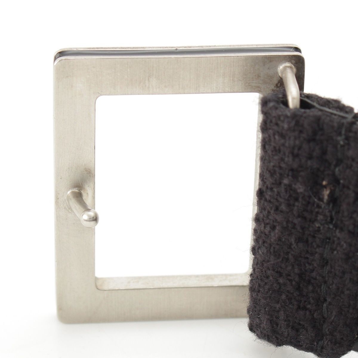Chanel Tweed Logo Square Buckle Belt Black — view 7