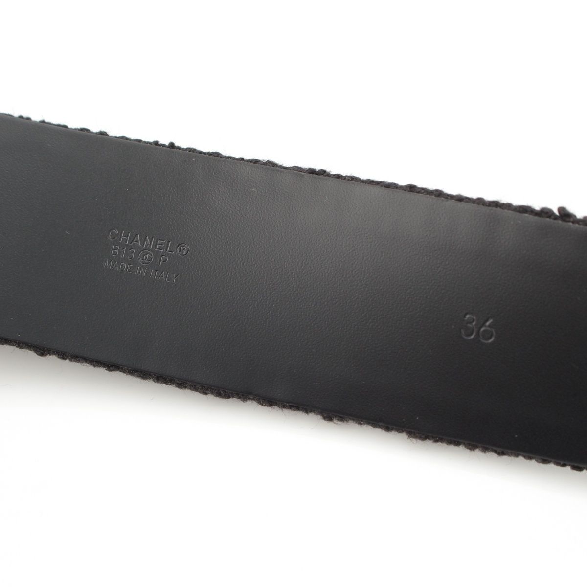Chanel Tweed Logo Square Buckle Belt Black — view 8