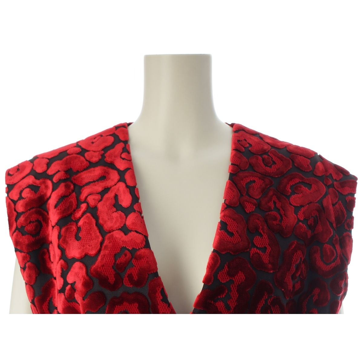 Prada Velour Flower Jacquard Dress Red 40 — view 5