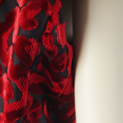 Prada Velour Flower Jacquard Dress Red 40 — view 7