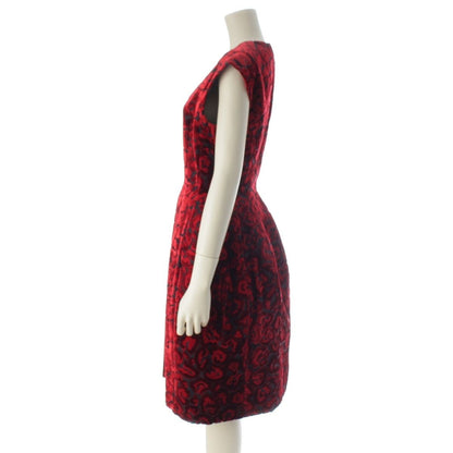 Prada Velour Flower Jacquard Dress Red 40 — view 3