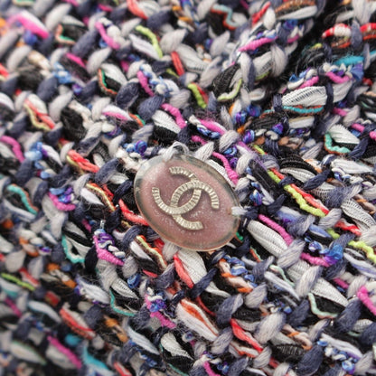 Chanel CC Logo Trim Tweed Collarless Jacket Multi Color 36 — view 8