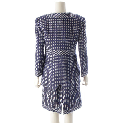Chanel CC Logo Button Tweed Sequin Jacket Dress Set Blue 36 — view 4