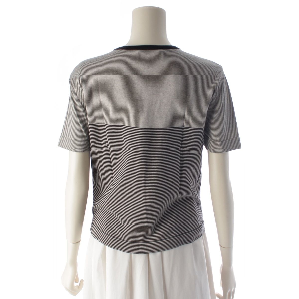 Chanel 97c Cotton CC Logo Border Short Sleeve T-Shirt White Black 42 — view 4