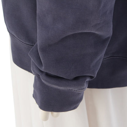 Balenciaga Front Logo Embroidery Distressed Sweatshirt Top Navy — view 7