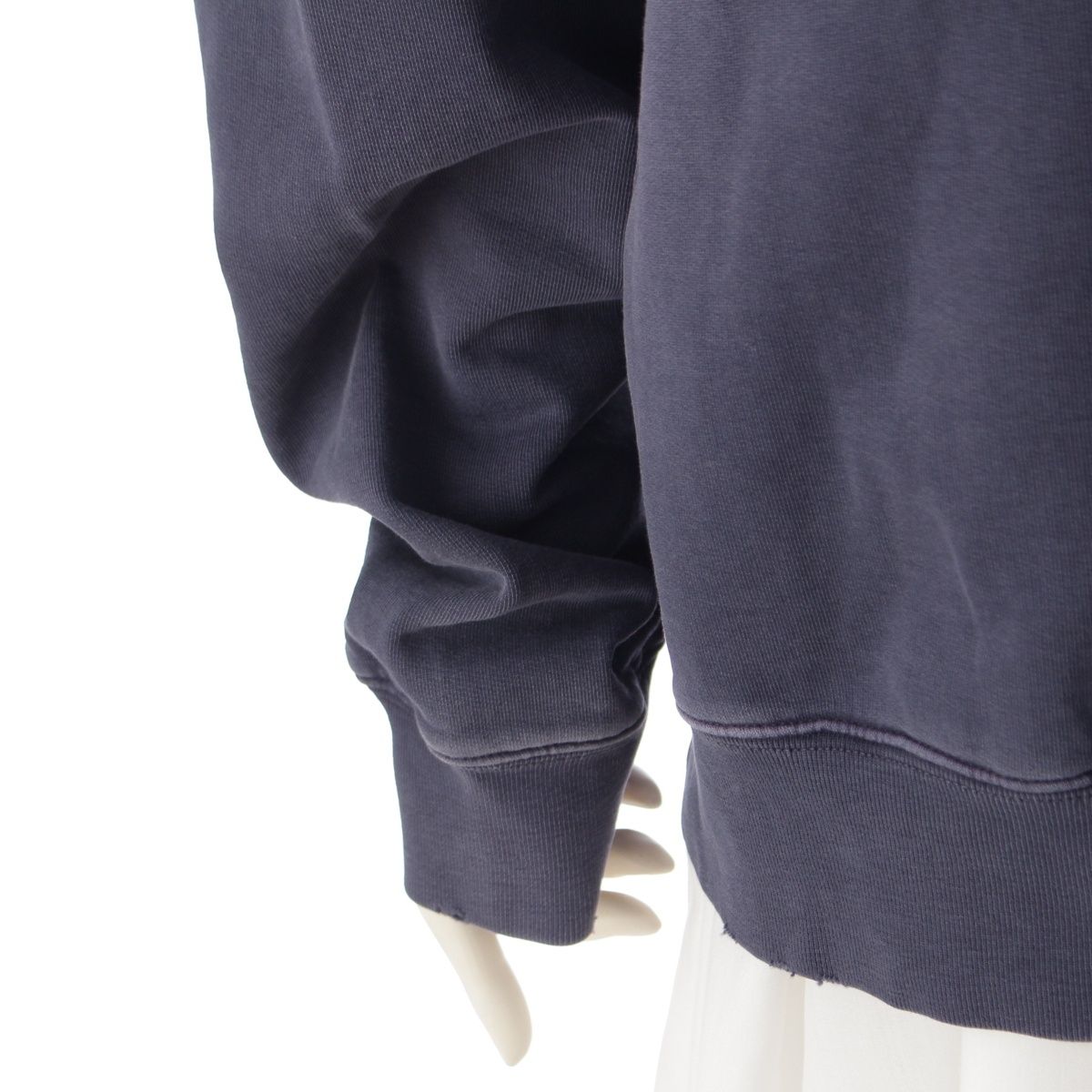 Balenciaga Front Logo Embroidery Distressed Sweatshirt Top Navy — view 6