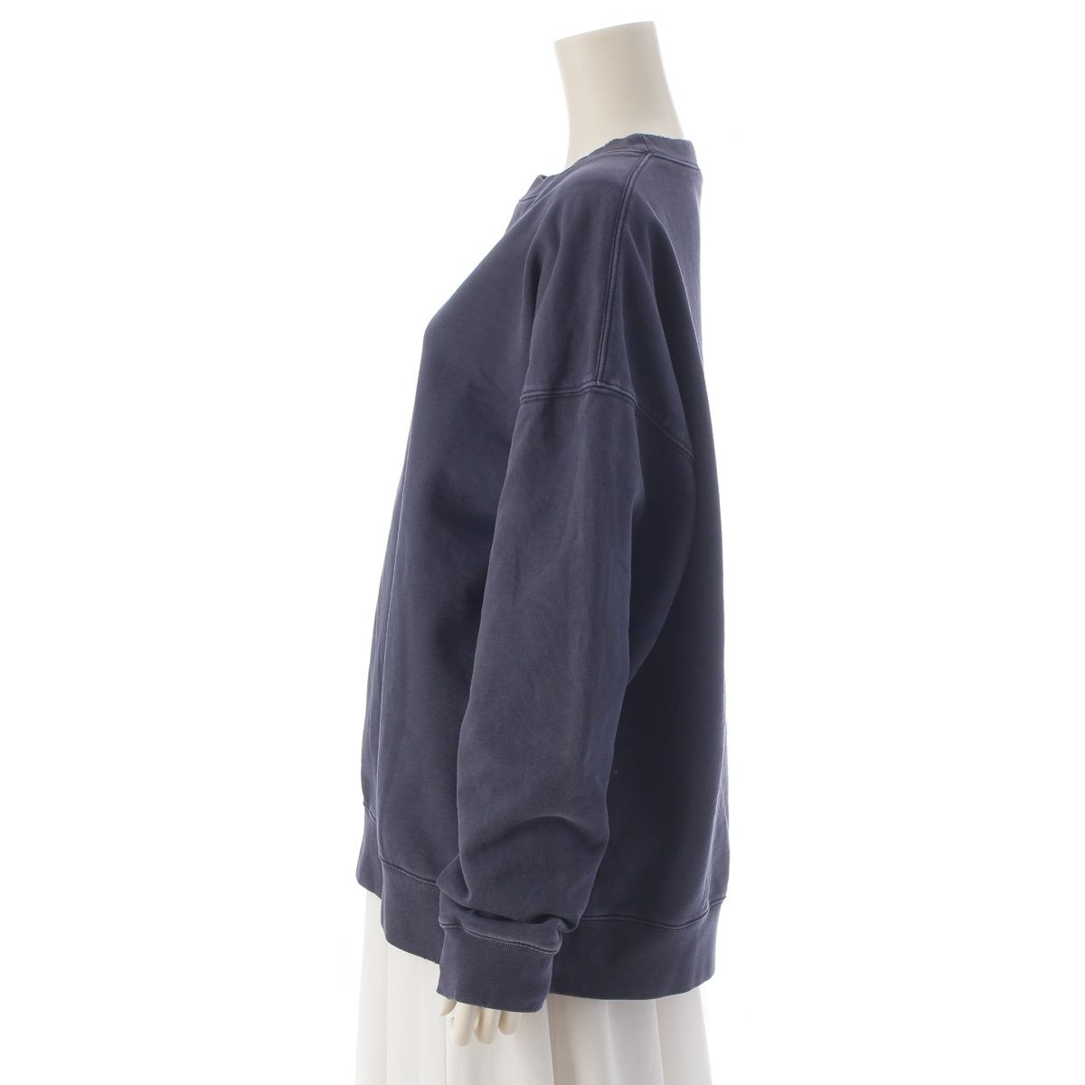 Balenciaga Front Logo Embroidery Distressed Sweatshirt Top Navy — view 3