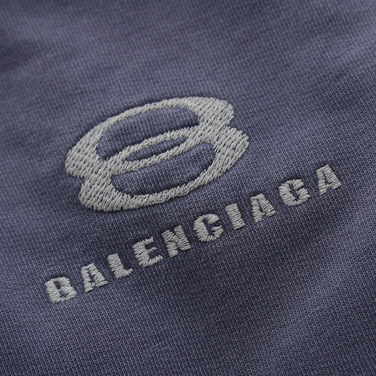 Balenciaga Front Logo Embroidery Distressed Sweatshirt Top Navy — view 8