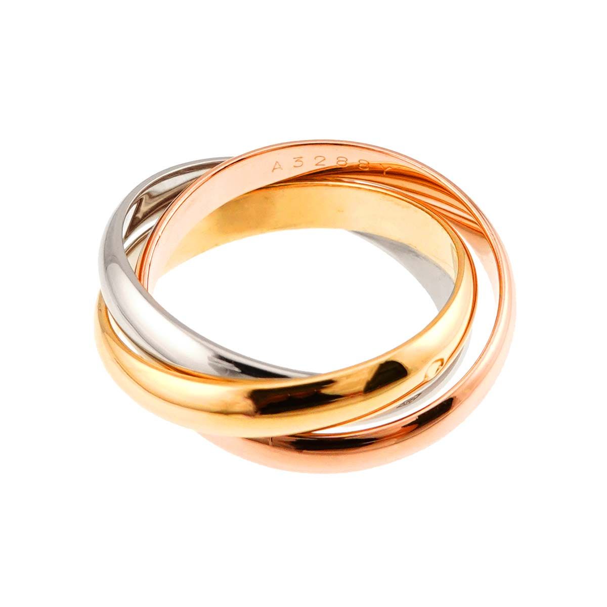 Cartier Trinity MM 55 Ring 18k YG WG PG Triple Strand Suri Gold 750 — view 4
