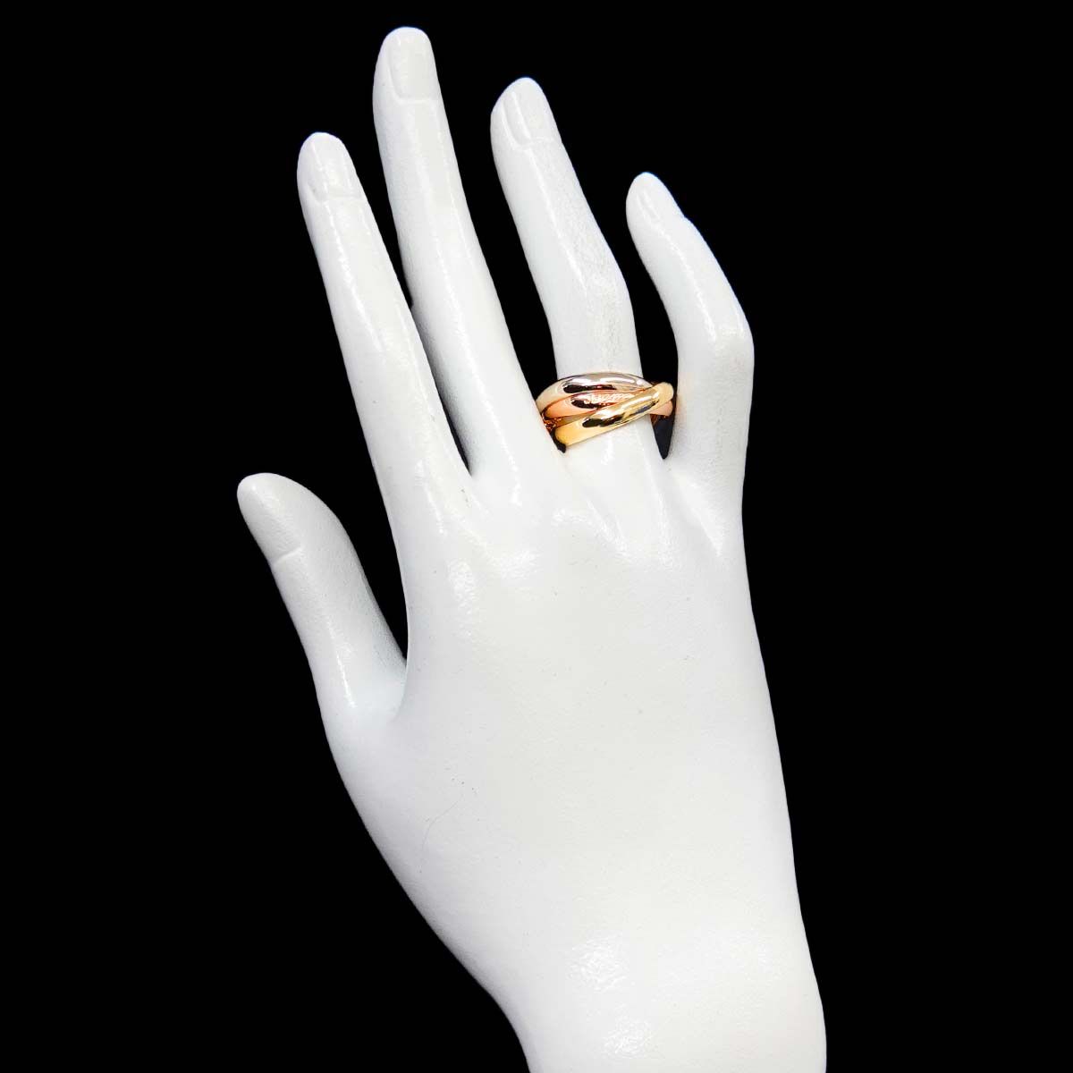 Cartier Trinity MM 55 Ring 18k YG WG PG Triple Strand Suri Gold 750 — view 8