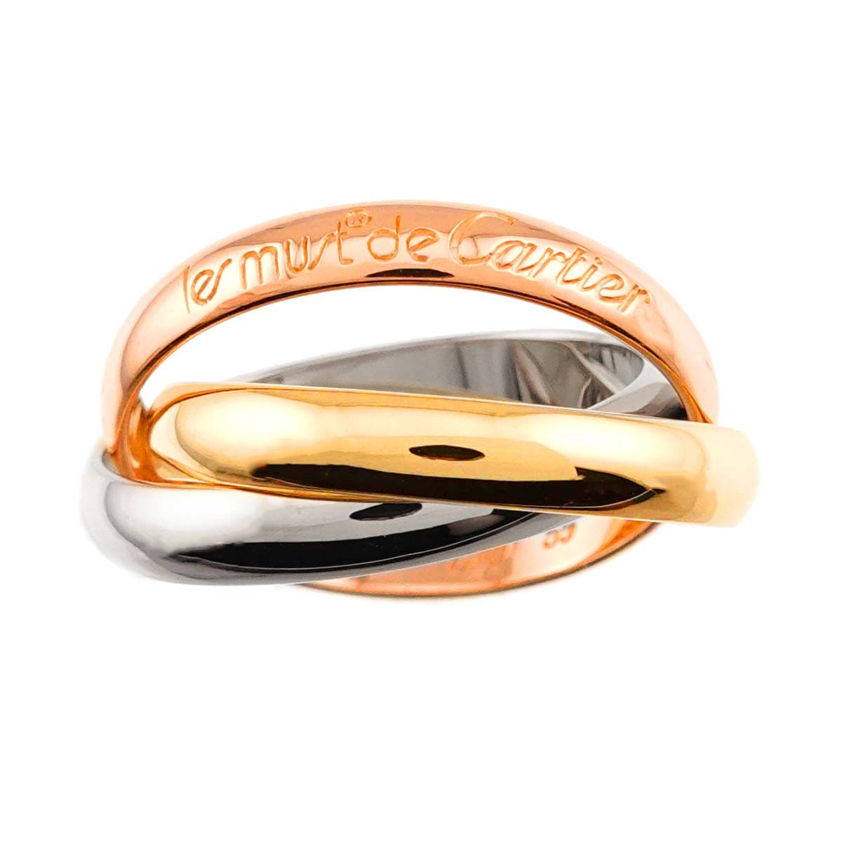 Cartier Trinity MM 55 Ring 18k YG WG PG Triple Strand Suri Gold 750 — view 2