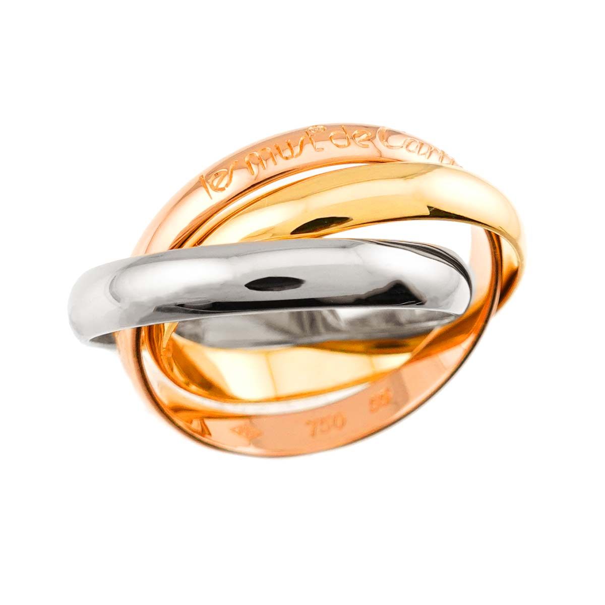 Cartier Trinity MM 55 Ring 18k YG WG PG Triple Strand Suri Gold 750 — view 6