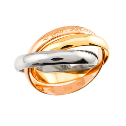 Cartier Trinity MM 55 Ring 18k YG WG PG Triple Strand Suri Gold 750 — view 6