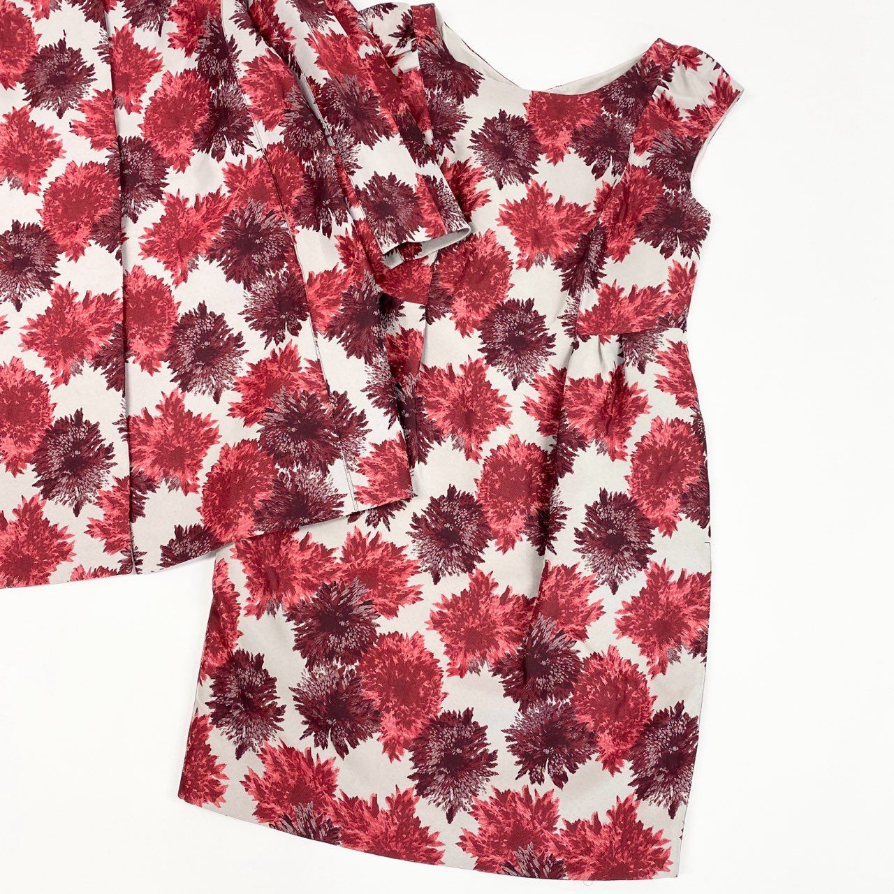 Max Mara Weekend Sleeveless Dress Color Coat Floral Pattern Large 40 42 White — view 3