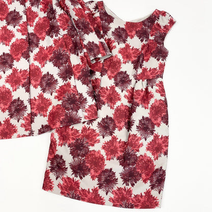 Max Mara Weekend Sleeveless Dress Color Coat Floral Pattern Large 40 42 White — view 3
