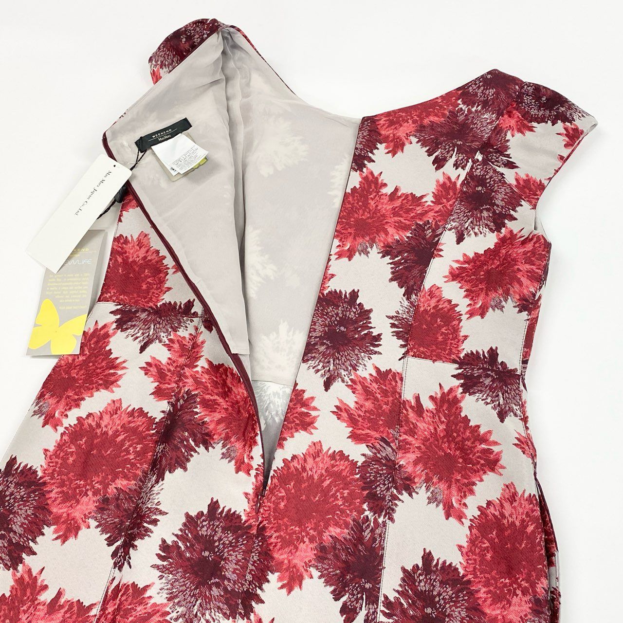 Max Mara Weekend Sleeveless Dress Color Coat Floral Pattern Large 40 42 White — view 5