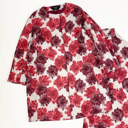 Max Mara Weekend Sleeveless Dress Color Coat Floral Pattern Large 40 42 White — view 2