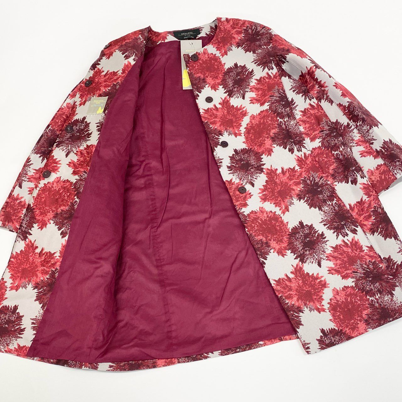 Max Mara Weekend Sleeveless Dress Color Coat Floral Pattern Large 40 42 White — view 4
