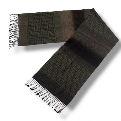 Fendi Scarf Zucca Pattern FF Logo Wool Brown — view 5