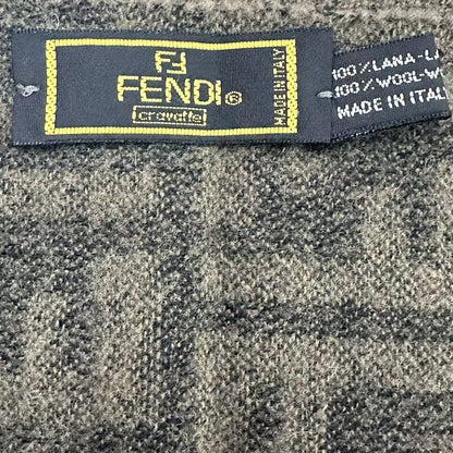 Fendi Scarf Zucca Pattern FF Logo Wool Brown — view 6
