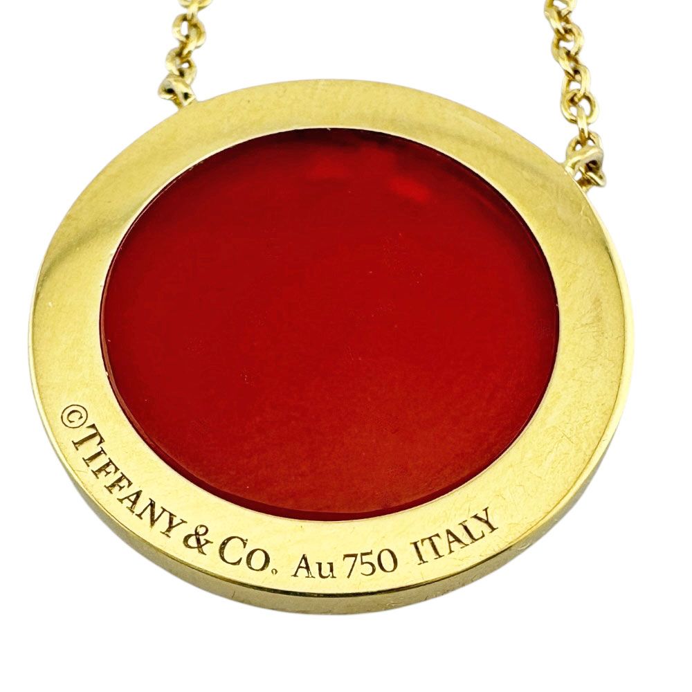 Tiffany & Co T Circle Pendant 18k Gold Carnelian — view 8