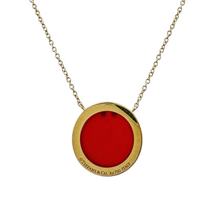 Tiffany & Co T Circle Pendant 18k Gold Carnelian — view 3