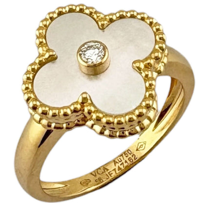 Van Cleef & Arpels Vintage Alhambra Ring 18k Gold Mother of Pearl