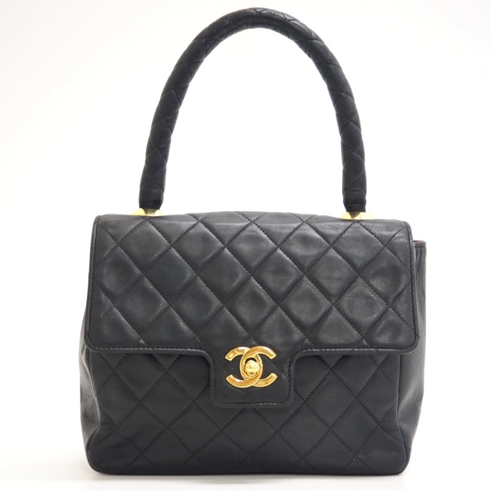Chanel Quilted Turnlock CC Logo Handbag Black