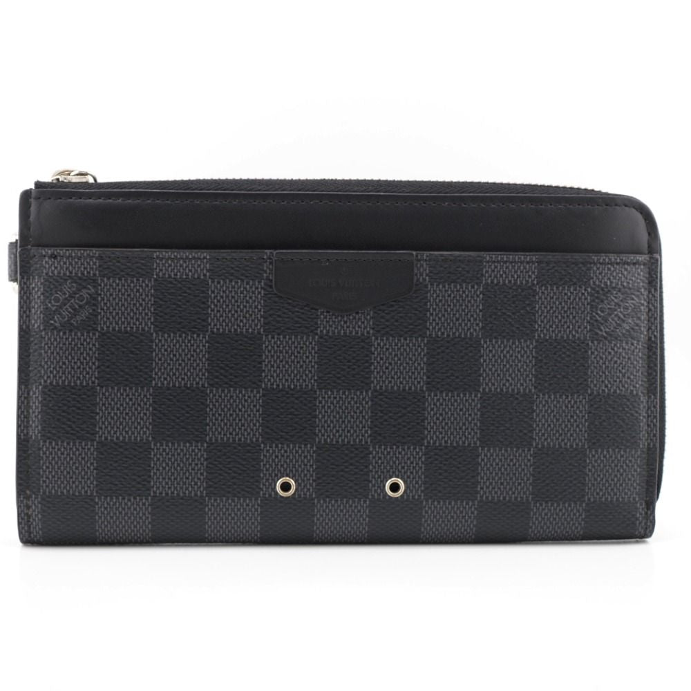 Louis Vuitton Zippy Dragonne L-shaped Zipper Damier Leather Wallet Black