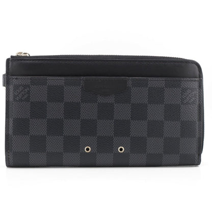 Louis Vuitton Zippy Dragonne L-shaped Zipper Damier Leather Wallet Black