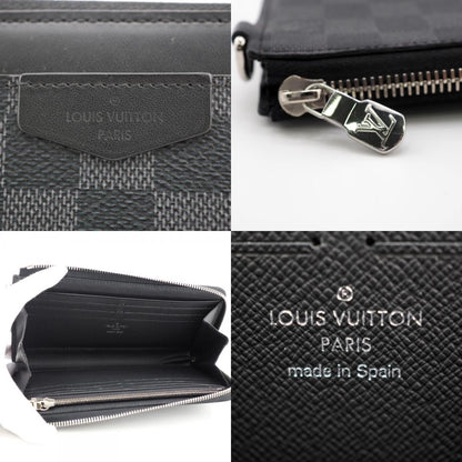 Louis Vuitton Zippy Dragonne L-shaped Zipper Damier Leather Wallet Black — view 8