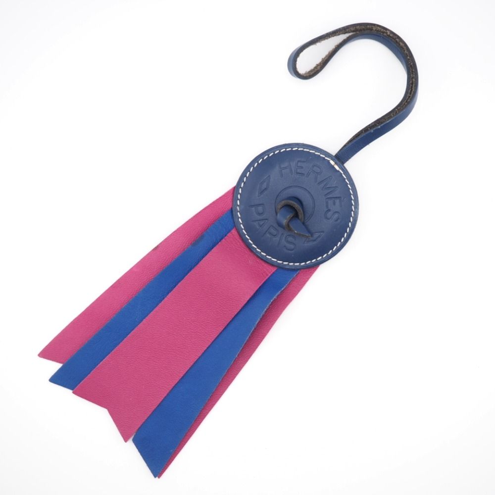 Hermes Paddock Flot Charm Leather Strap Blue Keychain